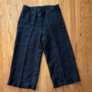 Bryn Walker L Black linen Wide-Leg Pants ruffle at bottom great pre owned cond